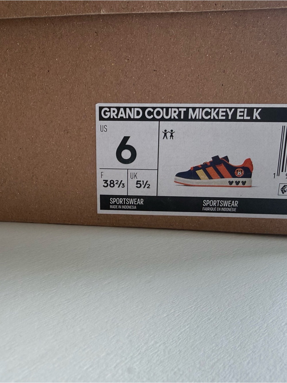 Disney x Adidas Grand Court Mickey EL K JS2345 Navy Orange Women’s 7.5